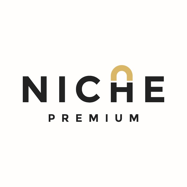vector de diseño de logotipo de ventana de puerta de nicho de tipografía
