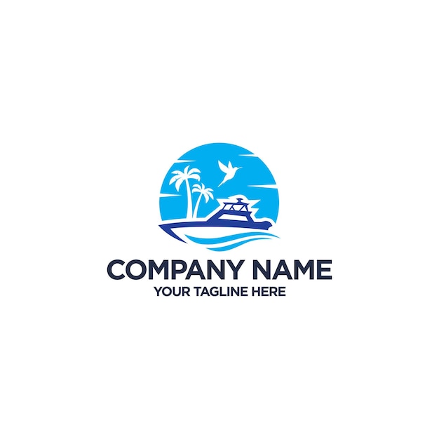 Vector de diseño de logotipo de viaje en barco