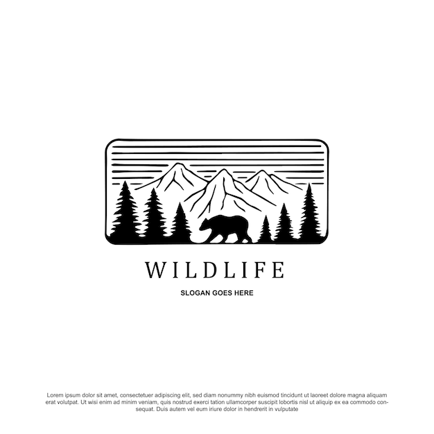 Vector de diseño de logotipo de vida silvestre retro vintage