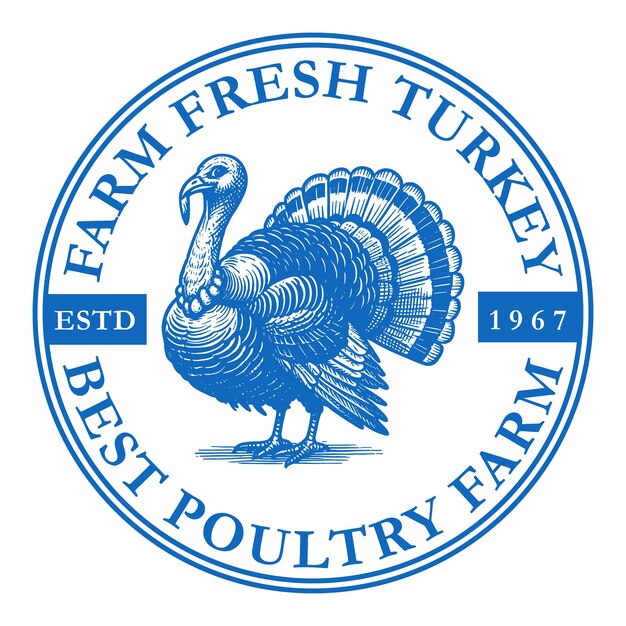 Vector de diseño de logotipo vintage de la granja de pavos