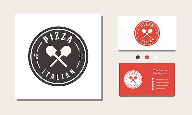 vector de diseño de logotipo vintage minimalista de pala pizza