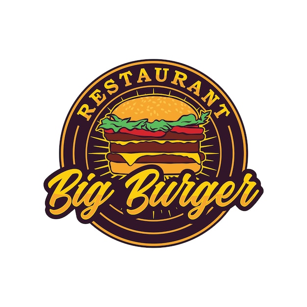 Vector de diseño de logotipo Vintage Retro burger Label Sticker