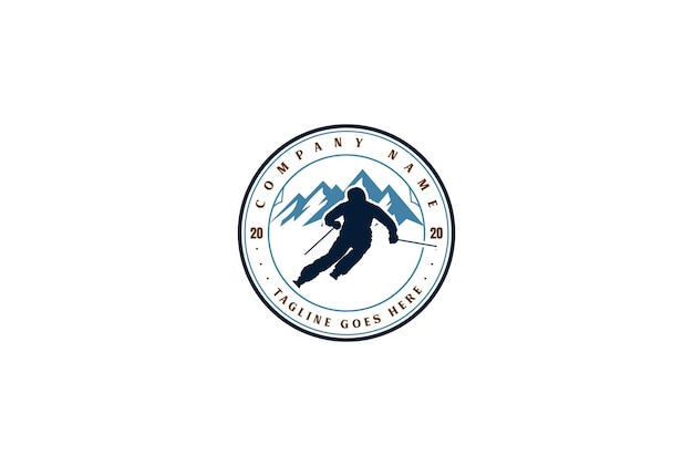 Vector de diseño de logotipo Vintage Retro Ice Snow Mountain Snowboard Ski Sport Club