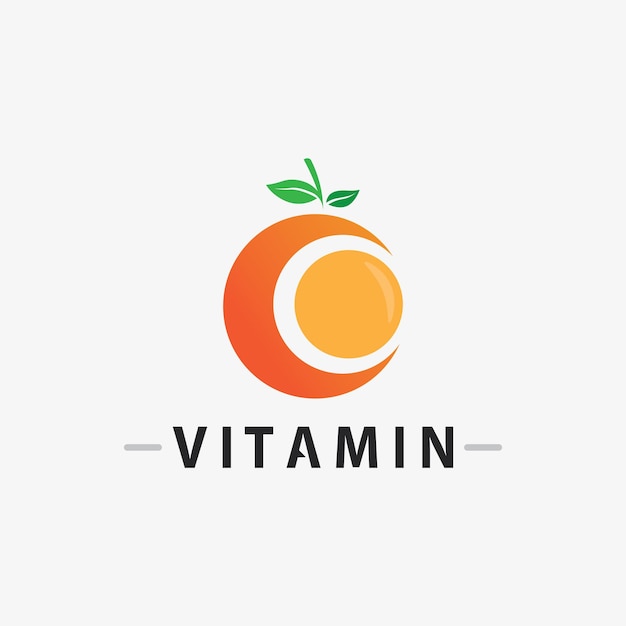 Vector de diseño de logotipo de vitamina C Vector de icono de salud y nutrición