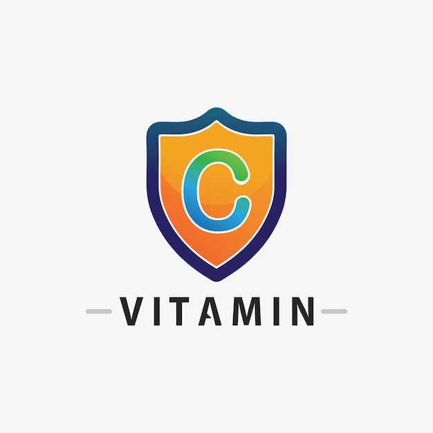 Vector de diseño de logotipo de vitamina C Vector de icono de salud y nutrición