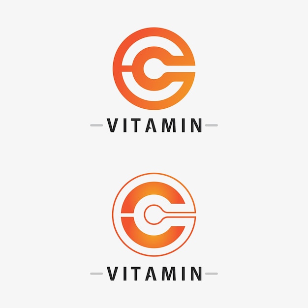 Vector de diseño de logotipo de vitamina C Vector de icono de salud y nutrición