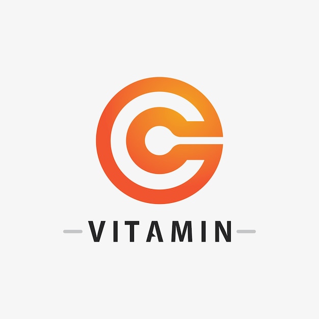 Vector de diseño de logotipo de vitamina C Vector de icono de salud y nutrición