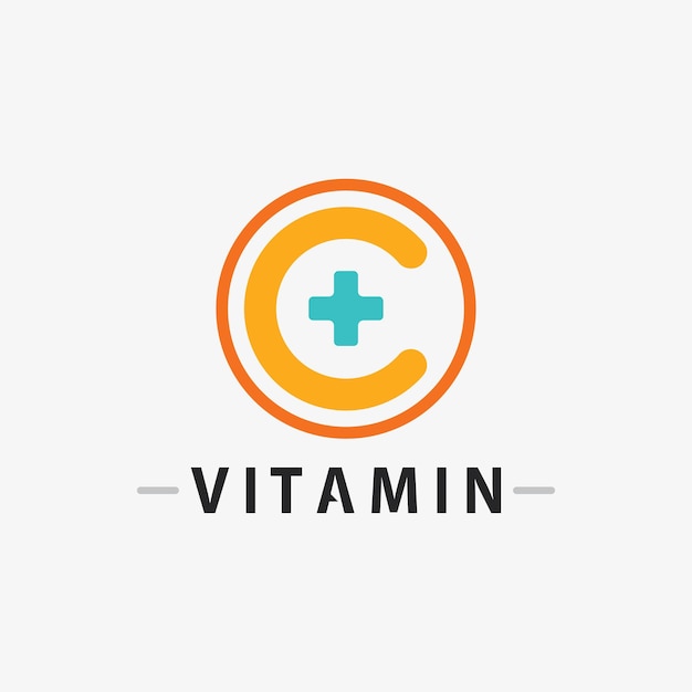 Vector de diseño de logotipo de vitamina C Vector de icono de salud y nutrición