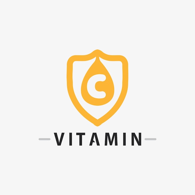 Vector de diseño de logotipo de vitamina C Vector de icono de salud y nutrición