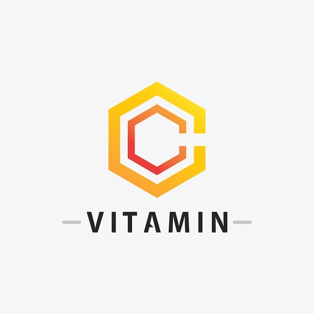 Vector de diseño de logotipo de vitamina C Vector de icono de salud y nutrición