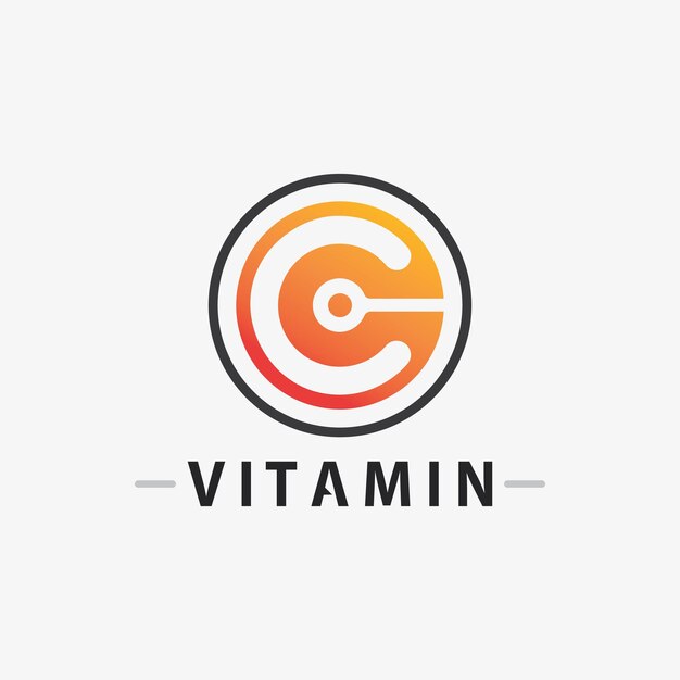 Vector de diseño de logotipo de vitamina C Vector de icono de salud y nutrición