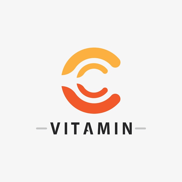 Vector de diseño de logotipo de vitamina C Vector de icono de salud y nutrición