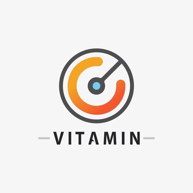 Vector de diseño de logotipo de vitamina C Vector de icono de salud y nutrición