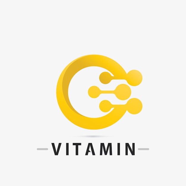 Vector de diseño de logotipo de vitamina C Vector de icono de salud y nutrición