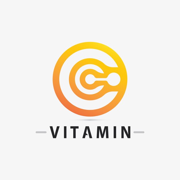 Vector de diseño de logotipo de vitamina C Vector de icono de salud y nutrición