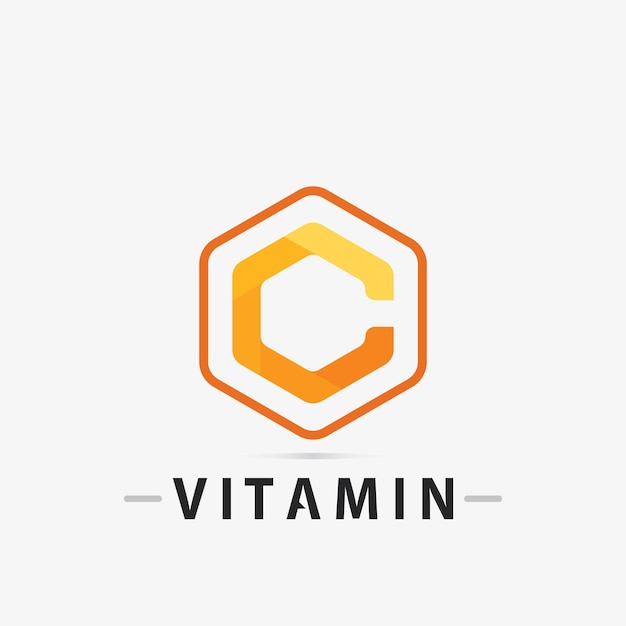 Vector de diseño de logotipo de vitamina C Vector de icono de salud y nutrición
