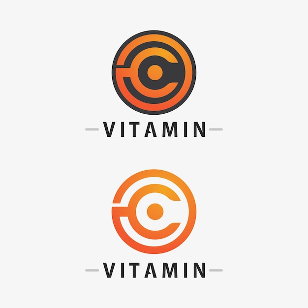 Vector de diseño de logotipo de vitamina C Vector de icono de salud y nutrición