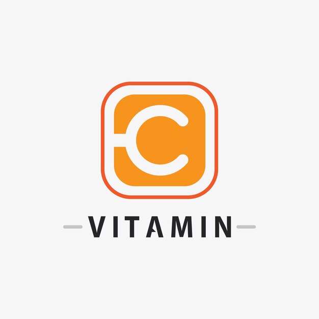 Vector de diseño de logotipo de vitamina C Vector de icono de salud y nutrición