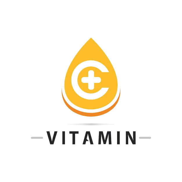 Vector de diseño de logotipo de vitamina C Vector de icono de salud y nutrición