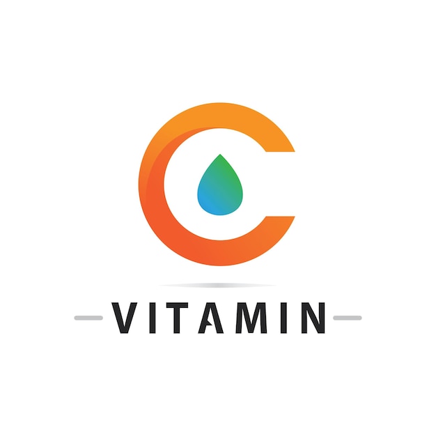 Vector de diseño de logotipo de vitamina C Vector de icono de salud y nutrición