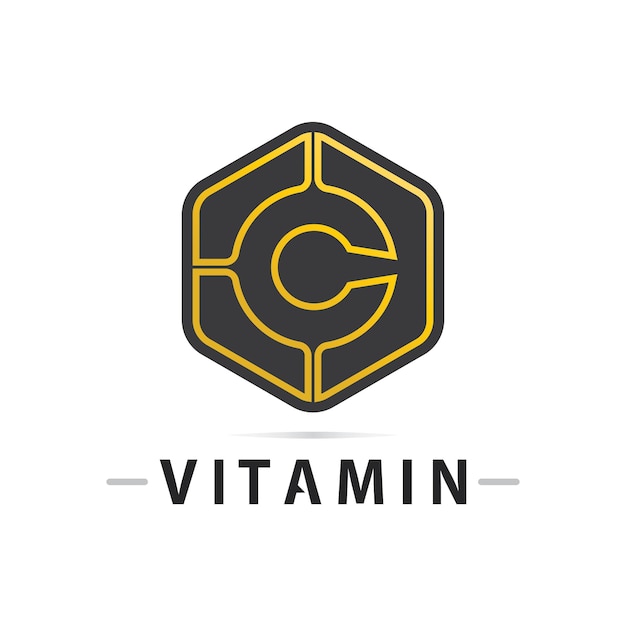 Vector de diseño de logotipo de vitamina C Vector de icono de salud y nutrición