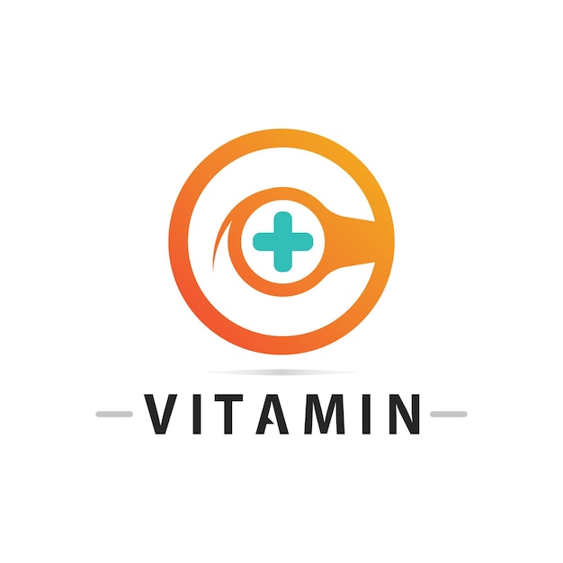 Vector de diseño de logotipo de vitamina C Vector de icono de salud y nutrición