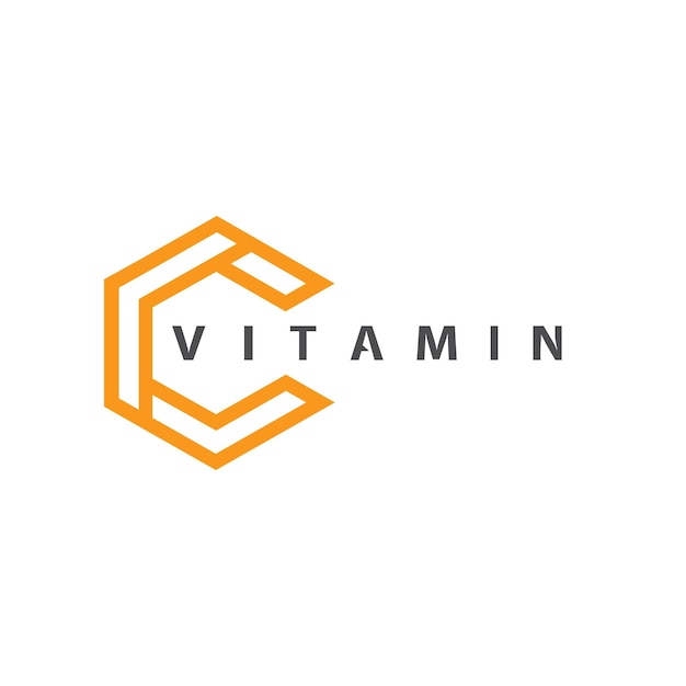 Vector de diseño de logotipo de vitamina C Vector de icono de salud y nutrición