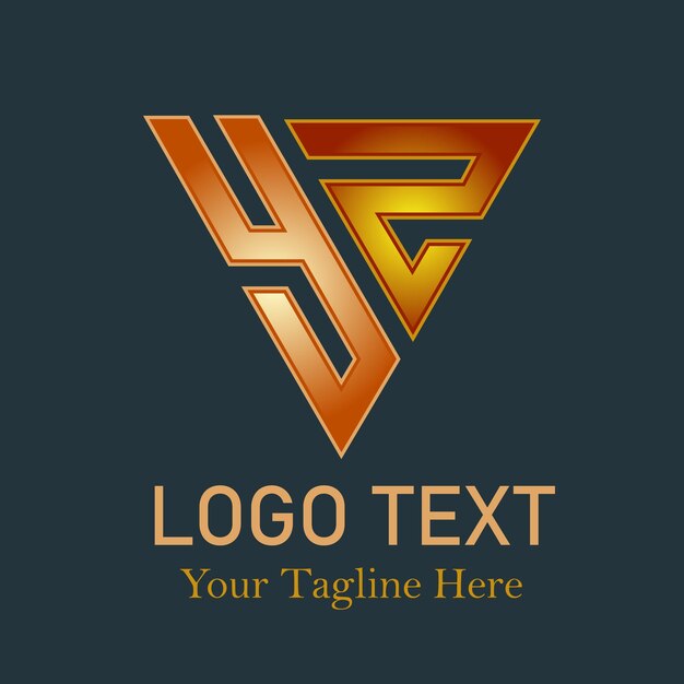 Vector de diseño de logotipo YZ moderno y de lujo en fondo gris
