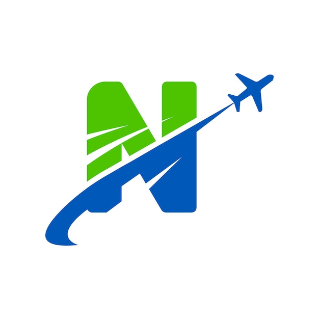 Vector de diseño de logotipos de viajes y viajes con la letra N