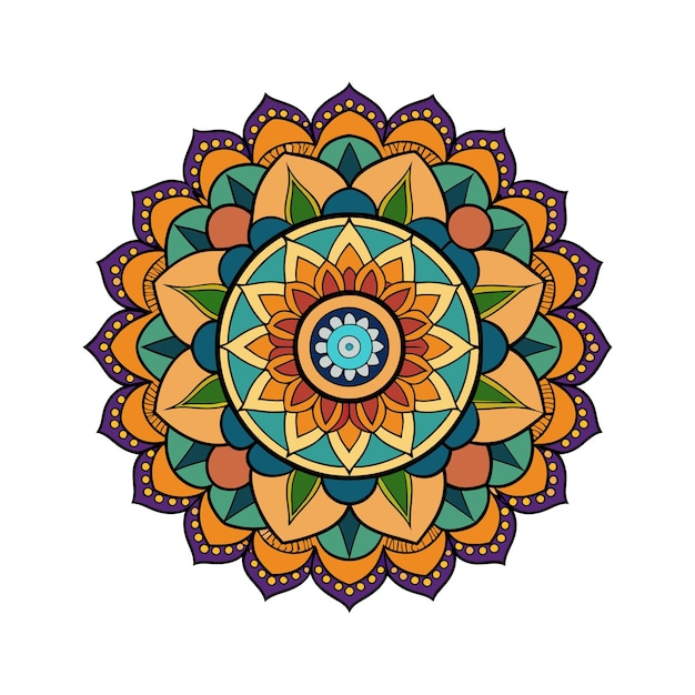 Vector un diseño de mandala colorido Ilustración de clipart