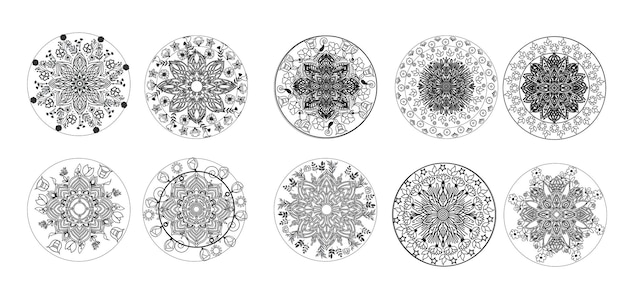 Vector de diseño de mandala lineal de lujo