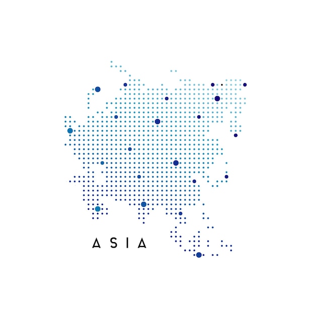 Vector de diseño de mapa de Asia punteado
