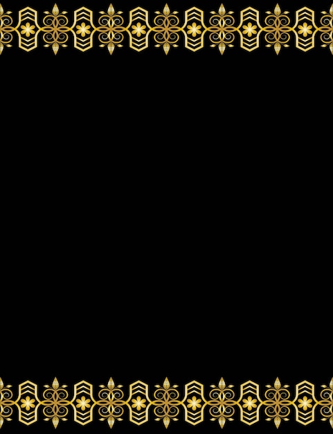 Vector de diseño de marco de adorno floral dorado doble en color negro oscuro