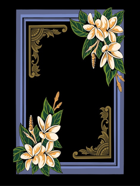 Vector de diseño de marco de flor de frangipani