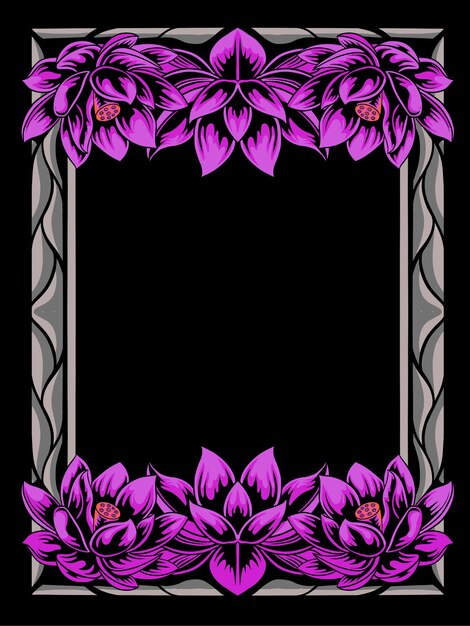 Vector de diseño de marco de flor de loto púrpura