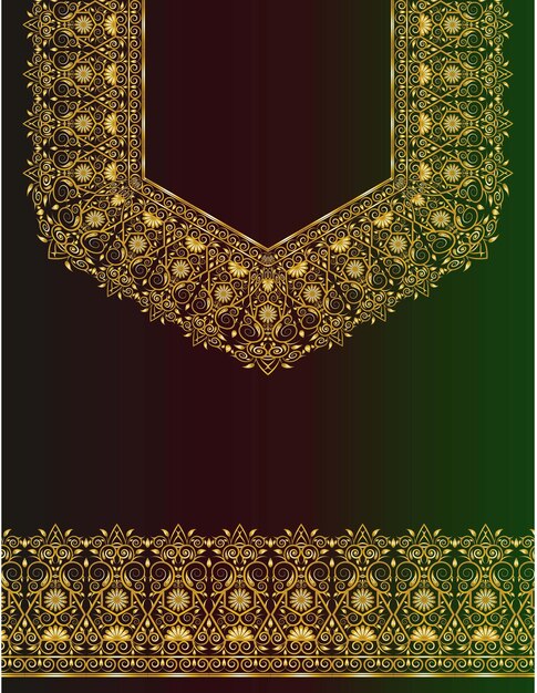 Vector vector de diseño de marco ornamental dorado de vestido de mujer alrededor del cuello y el pecho