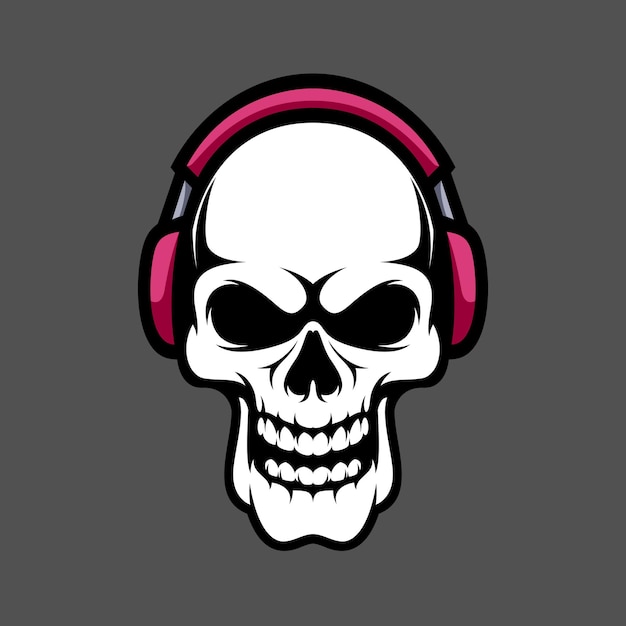 Vector de diseño de mascota de auriculares de calavera