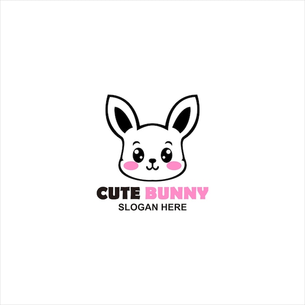 Vector de diseño de la mascota del logotipo del conejo lindo