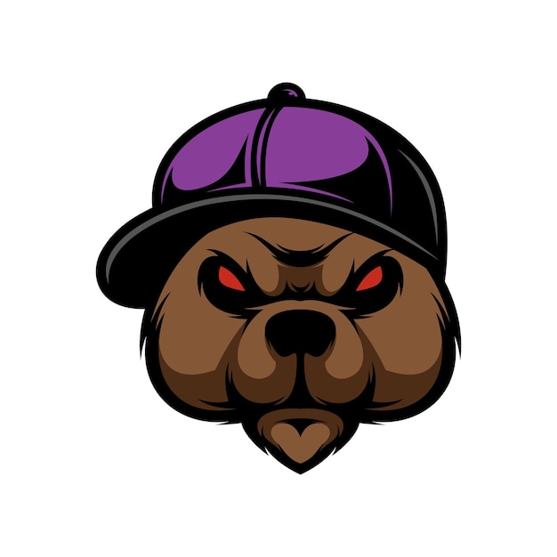 Vector de diseño de mascota de sombrero de oso