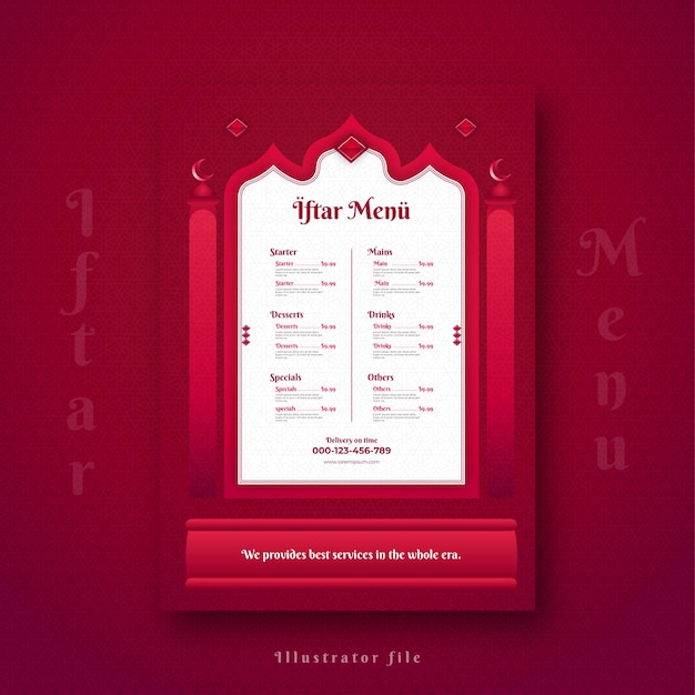 Vector de diseño de menú Iftar