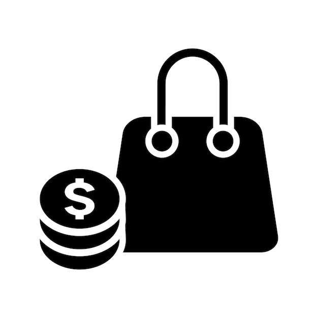Vector de diseño negro del icono de la moneda de compras de ingresos