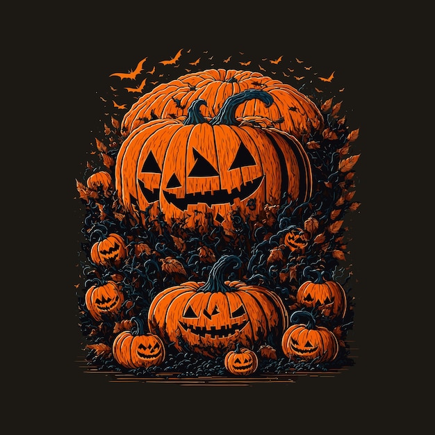 Vector diseño de la noche de Halloween con calabaza