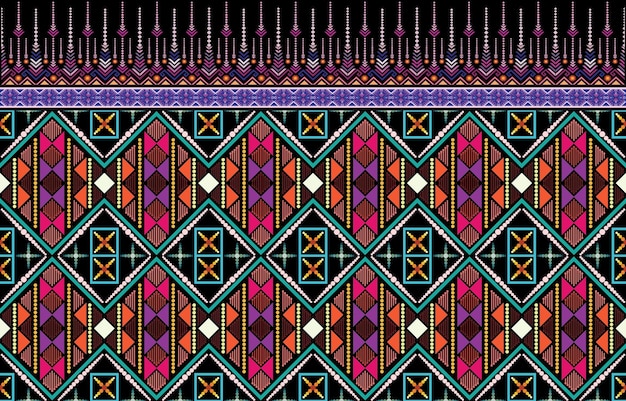 Vector de diseño de origen étnico azteca con un patrón sin costuras Se ilustran motivos tradicionales