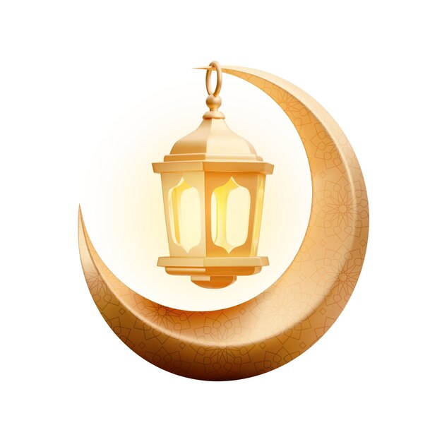 Vector de diseño de oro Ramadán Kareem linterna colgar en la luna creciente 2