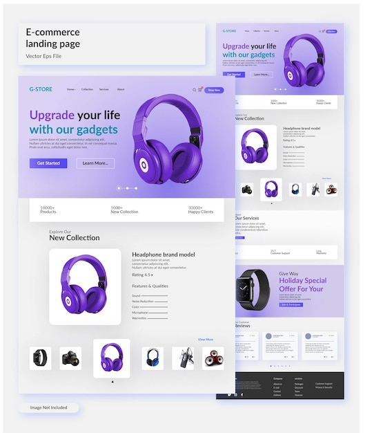 Vector de diseño de la página de aterrizaje de comercio electrónico