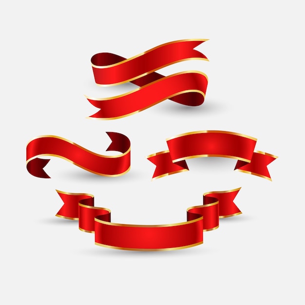 Vector de diseño de pancartas de cinta roja 3D realista