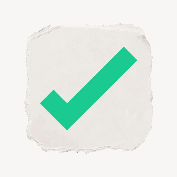 Vector vector de diseño de papel rasgado con icono de marca de verificación