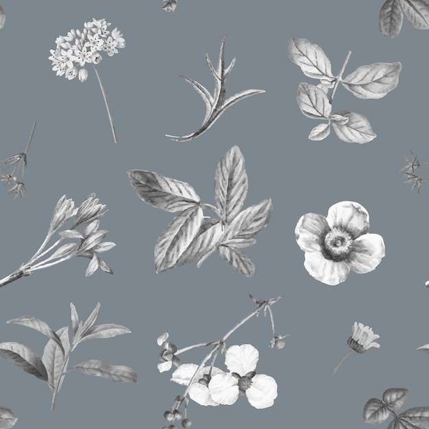 Vector de diseño de papel tapiz floral gris