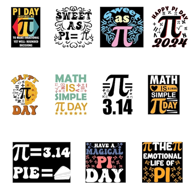 Vector de diseño de paquete de camiseta del día Pi