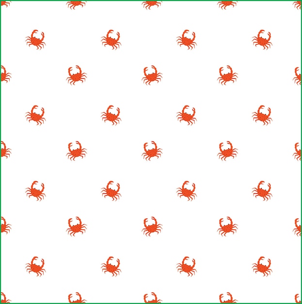 Vector de diseño de patrón sin costuras abstracto de cangrejo rojo con fondo blanco